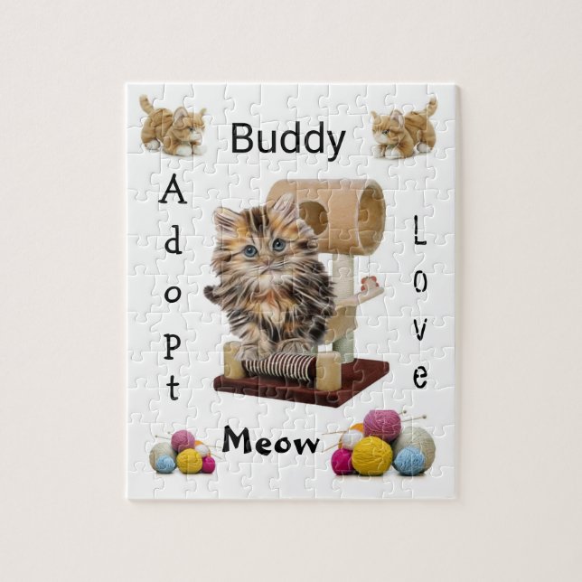 Puzzles Meow Kitten Condo Adoptiert Liebe (Vertikal)
