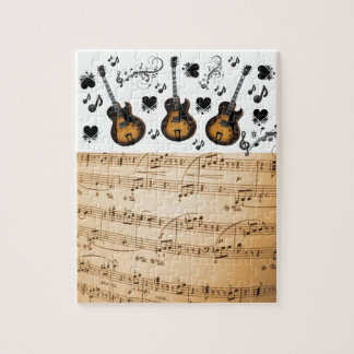 Puzzles Musiknote Gitarren Schwarze Herzen