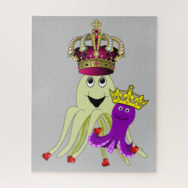 Puzzles Octopus Liebe Rotes Herz (Vertikal)
