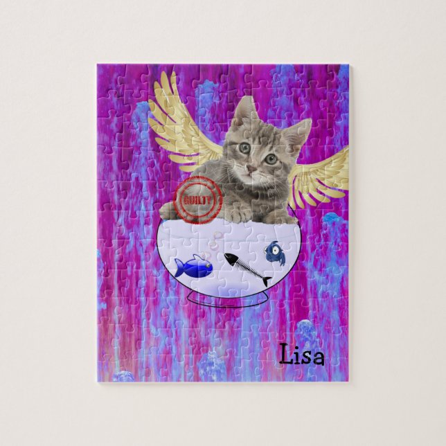 Puzzles Pastel Kitten mit Flügeln Fischschuld (Vertikal)