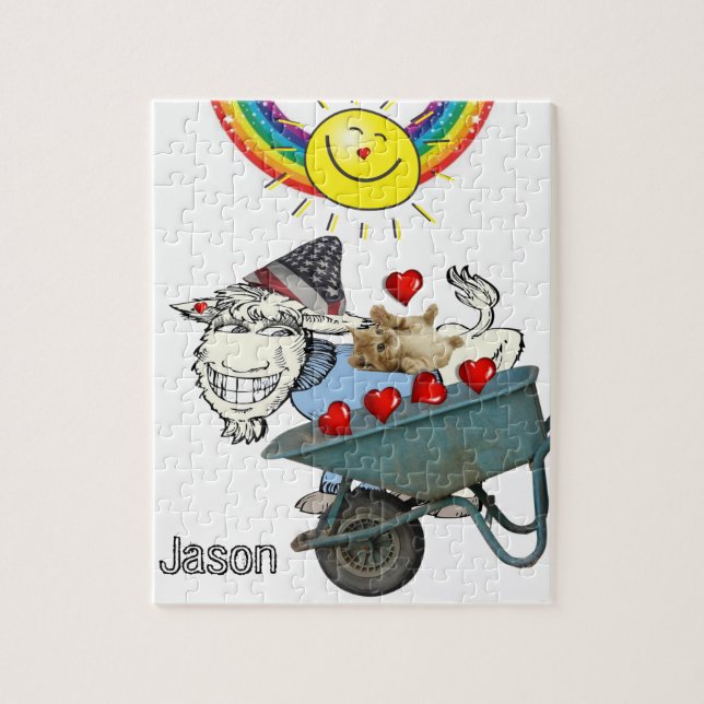 Puzzles Rainbow Goat Kitten Red Hearts (Vertikal)