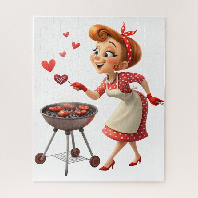 Puzzles Red Hearts Happy Valentine's Day Cooking  (Vertikal)