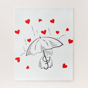Puzzles Regenschirm Rote Herzen Frohen Valentinsta