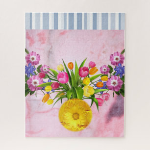 Puzzles Rosa Marmor Blume Streifen Grau