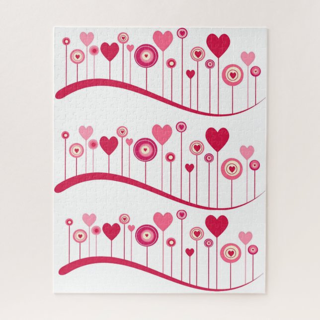 Puzzles Rosa Rotes Herz Frohes Valentinstag (Vertikal)
