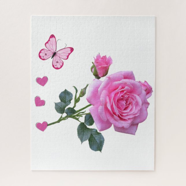 Puzzles Rosa Schmetterlingsherzen Bläschen (Vertikal)
