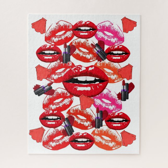 Puzzles Roter Lipstick Lippen (Vertikal)