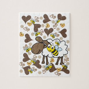 Puzzles Sheep Brown Hearts Hummel