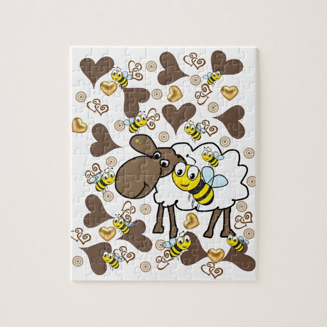 Puzzles Sheep Brown Hearts Hummel (Vertikal)