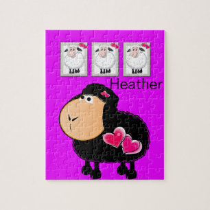 Puzzles Sheep Pink Herz Lila