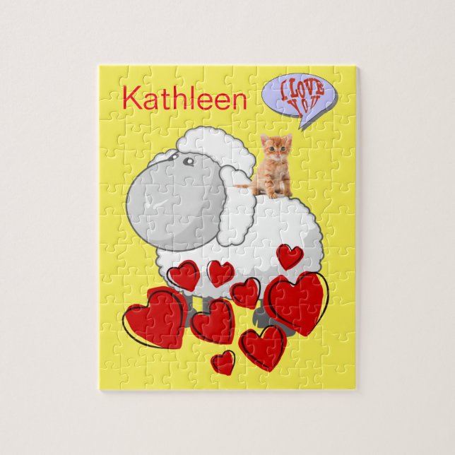 Puzzles Sheep Red Hearts (Vertikal)