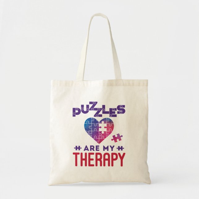 Puzzles sind meine Therapie Jigsaw Puzzle Lover Tragetasche (Vorne)