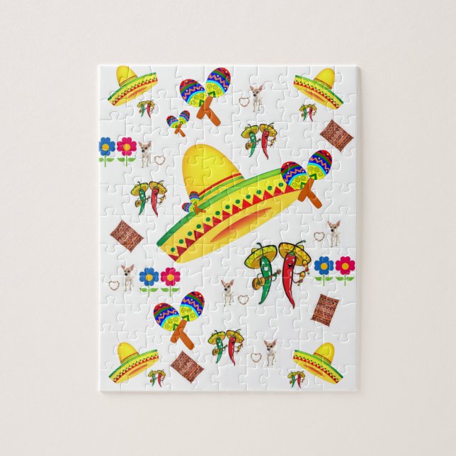 Puzzles Sombrero Hot Paprikaschoten Dog Floral (Vertikal)