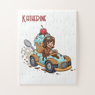 Puzzles Süßes Mädchen liefert Eiscreme