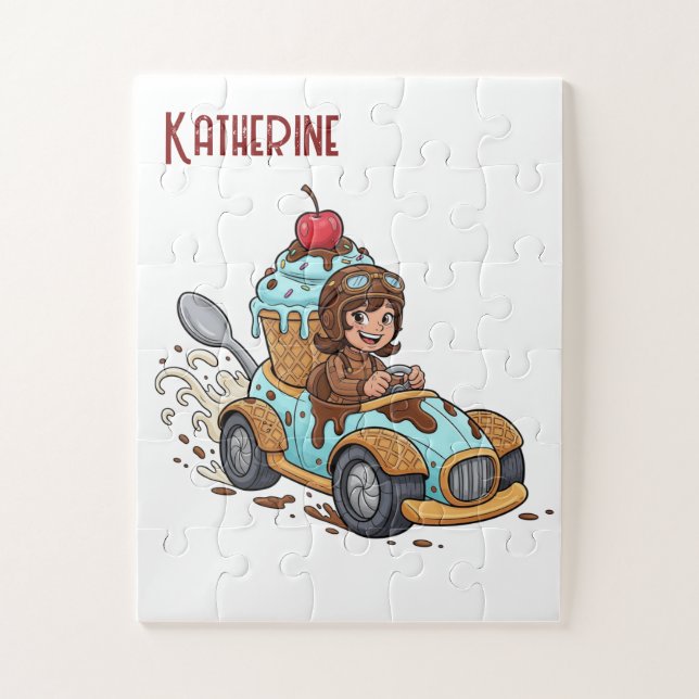 Puzzles Süßes Mädchen liefert Eiscreme (Vertikal)