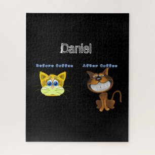 Puzzles vor und nach Kaffeekatzen