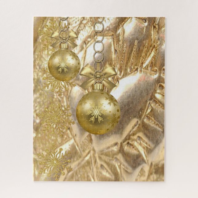 Puzzles Weihnachts-Gold-Ornament (Vertikal)