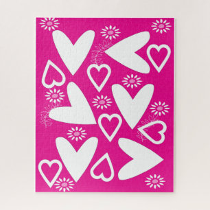 Puzzles Weiße Herzen Frohen Valentinstag