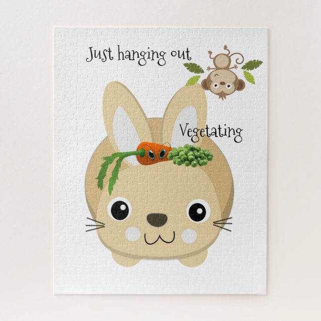 Puzzles Weißer Affen Kaninchen Karotten & Erbsen (Vertikal)