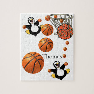 Puzzles White and Black Penguin Basketball Court