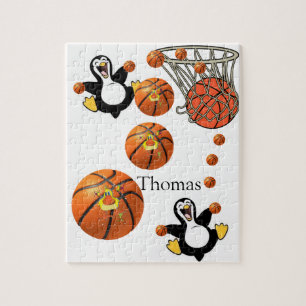 Puzzles White and Black Pinguin Basketball Court