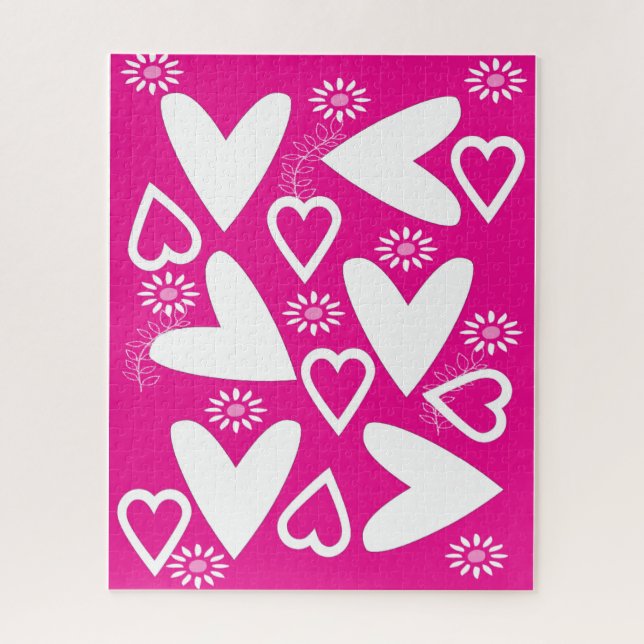 Puzzles White Hearts Happy Valentine's Day (Vertikal)