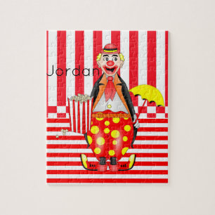 Puzzles White Red Stripe Clown Popcorn