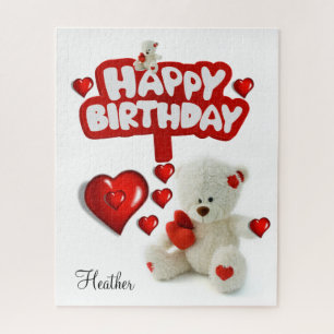Puzzles White Teddy Bären Happy Birthday