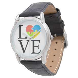 Puzzles zur Aufklärung von Autismus Liebe Armbanduhr