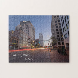 Puzzlespiel Akrons, Ohio mit Geschenkboxen Puzzle