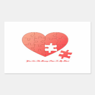 Puzzlespiel-Herz mit Stück und Zitat Rechteckiger Aufkleber