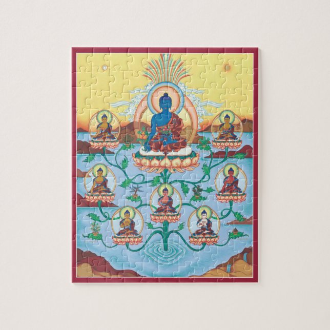 PUZZLESPIEL im ZINN - 8 Medizin-Buddhas-Heilende Puzzle (Vertikal)