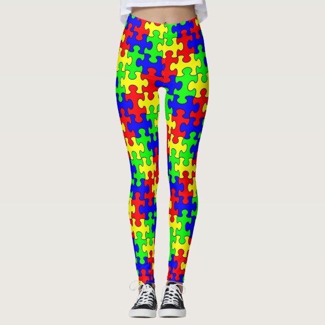 Puzzlespiel-Leggings: Buntes Puzzlespiel Leggings (Vorderseite)