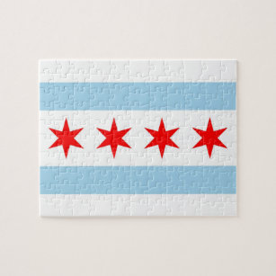 Puzzlespiel mit Flagge von Chicago, Illinois Puzzle