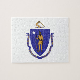 Puzzlespiel mit Flagge von Massachusetts-Staat Puzzle