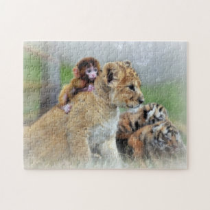 Puzzlespiel mit Geschenkboxen/Tigern und Affen Puzzle