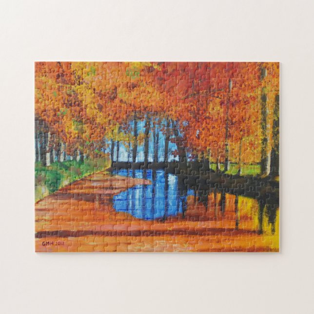 Puzzlespiel-niederländischer Kanal im Herbst Puzzle (Horizontal)