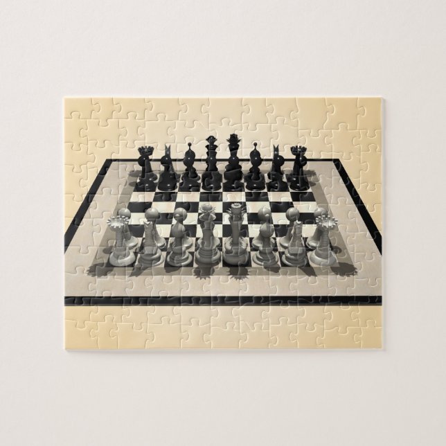 Puzzlespiel: Schachbrett-und Schach-Stücke Puzzle (Horizontal)