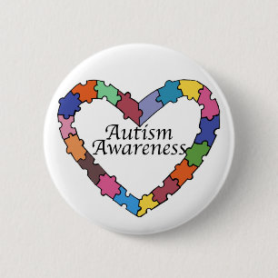 Puzzlespiel-Stück-Herz-Autismus-Bewusstseins-Knop Button