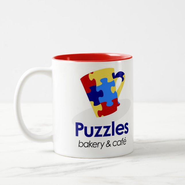 Puzzlespiel-Tasse Zweifarbige Tasse (Links)