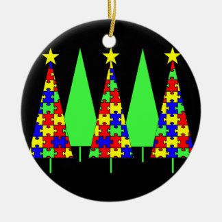 Puzzlespiel-Weihnachtsbäume - Autismus-Bewusstsein Keramikornament