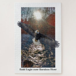 Puzzlespiel, Weißkopfseeadler über Baraboo Fluss Puzzle
