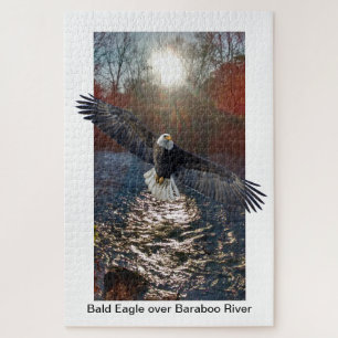 Puzzlespiel, Weißkopfseeadler über Baraboo Fluss Puzzle