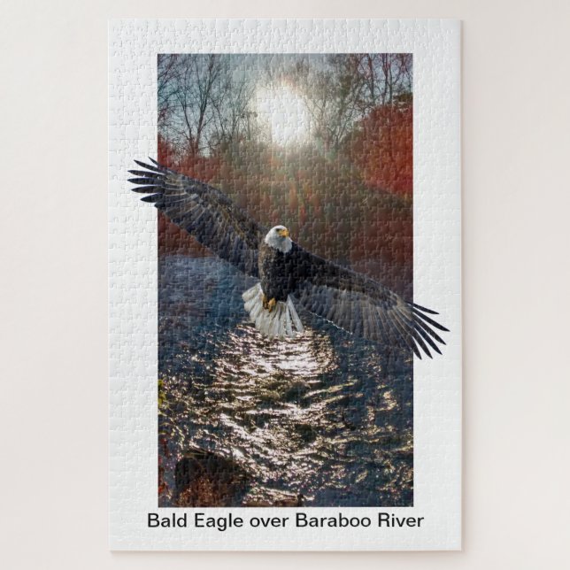 Puzzlespiel, Weißkopfseeadler über Baraboo Fluss Puzzle (Vertikal)