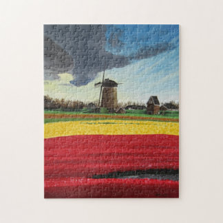 Puzzlespiel-Windmühle und Tulpen Puzzle