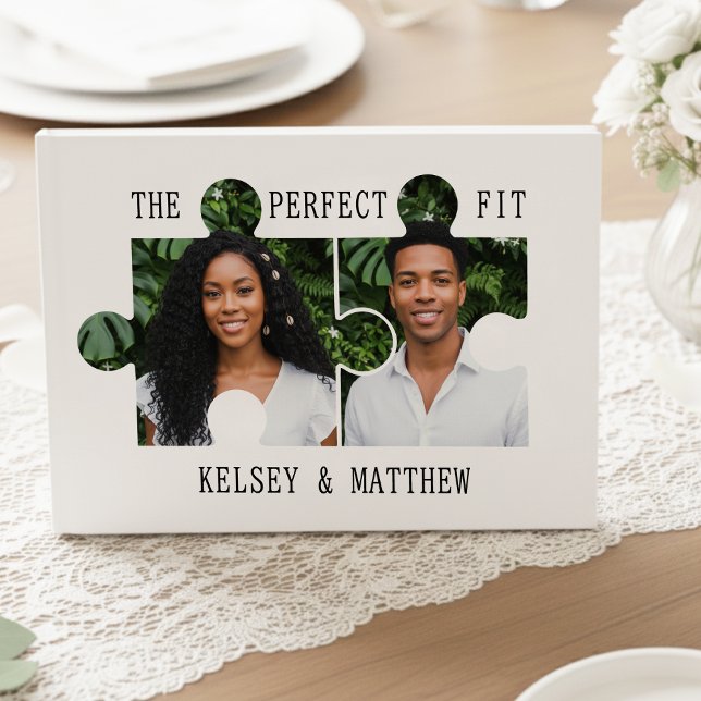 Puzzleteil Foto Perfekte Passform Hochzeit Gästebuch (Puzzle Piece Photo Perfect Fit Wedding Guest Book
)