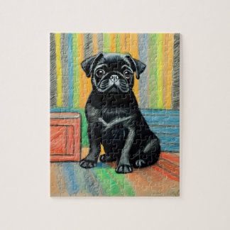 Puzzleteil-Puzzle aus schwarzem Mops Puzzle