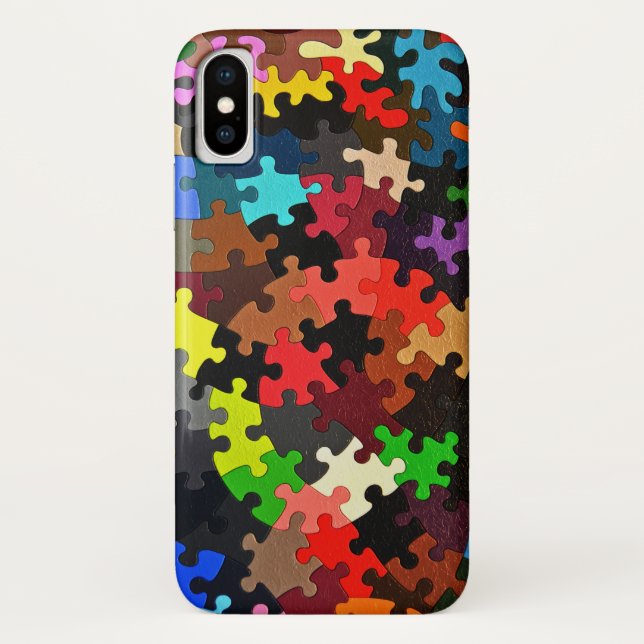 Puzzleteile auf schwarz Case-Mate iPhone hülle (Rückseite)