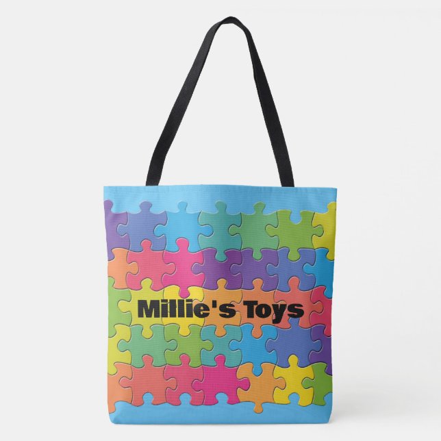 Puzzleteile Design Tote Bag (Vorderseite)