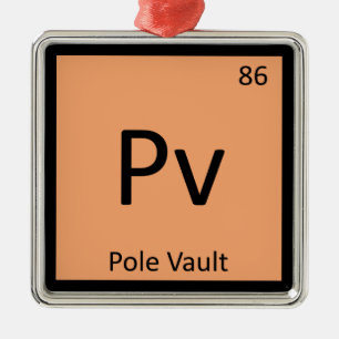 Pv - Stabhochsprung Leichtathletik Chemie-Symbol Silbernes Ornament